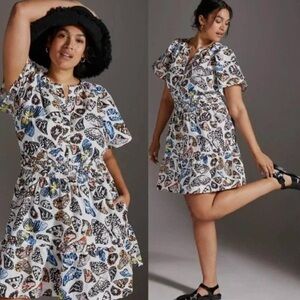 Anthropologie Maeve Somerset Mini Dress - Butterfly Print - XL